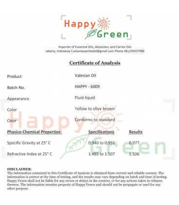 Happy Green Valerian Essential Oil - Minyak Valerian
