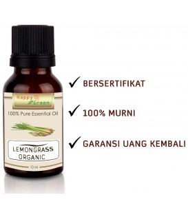Happy Green ORGANIC Lemongrass Essential Oil  - Minyak Atsiri Sereh Dapur Murni